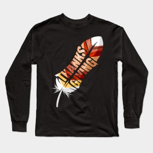 Noble Colorful Turkey Feather Thanksgiving Long Sleeve T-Shirt